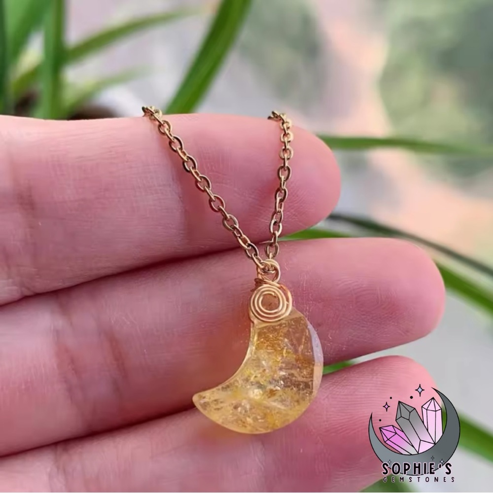 Citrine Moon Pendant Necklace